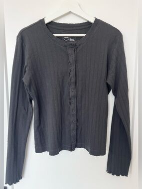 NEW Aerie Gray Cardigan Sweater Snap Front Thermal Shirt Size L